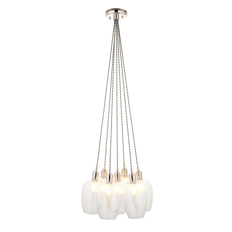 Amos Lucid Bright Nickel & Clear Glass 7 Light Cluster