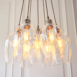 Amos Lucid Bright Nickel & Clear Glass 7 Light Cluster