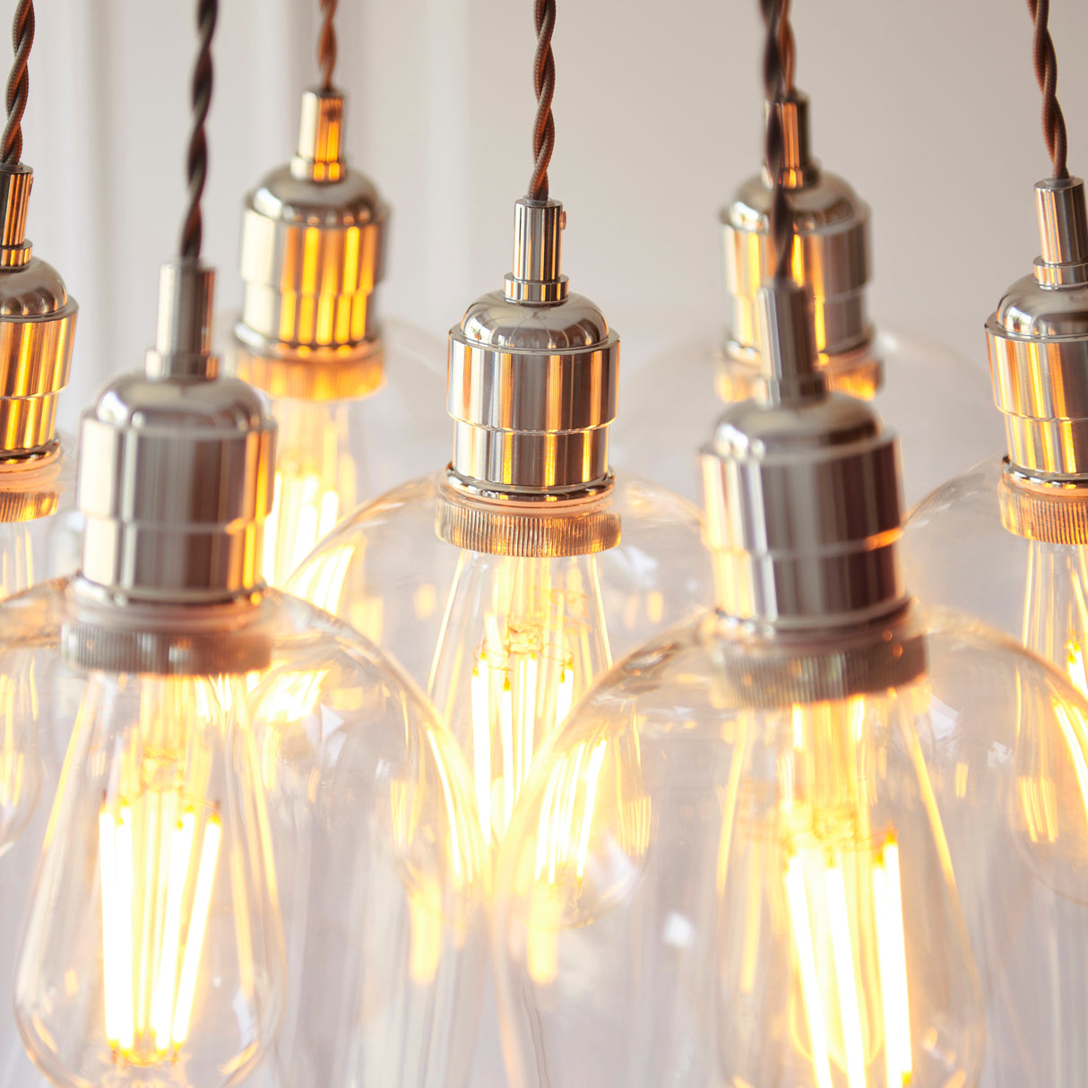 Amos Lucid Bright Nickel & Clear Glass 7 Light Cluster