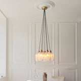 Amos Lucid Antique Brass & Clear Ribbed Glass 7 Light Cluster