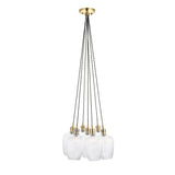 Amos Lucid Antique Brass & Clear Ribbed Glass 7 Light Cluster