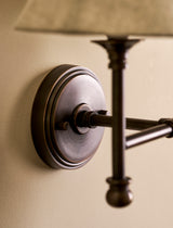 Garden Trading Kelmscot Double Wall Light with Linen Shades Antique Bronze