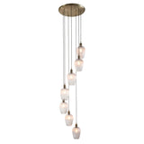 Amos Lucid Antique Brass & Clear Ribbed Glass 7 Light Cascade