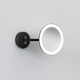 Astro Mascali Round LED Matt Black Bathroom Magnifying Mirror