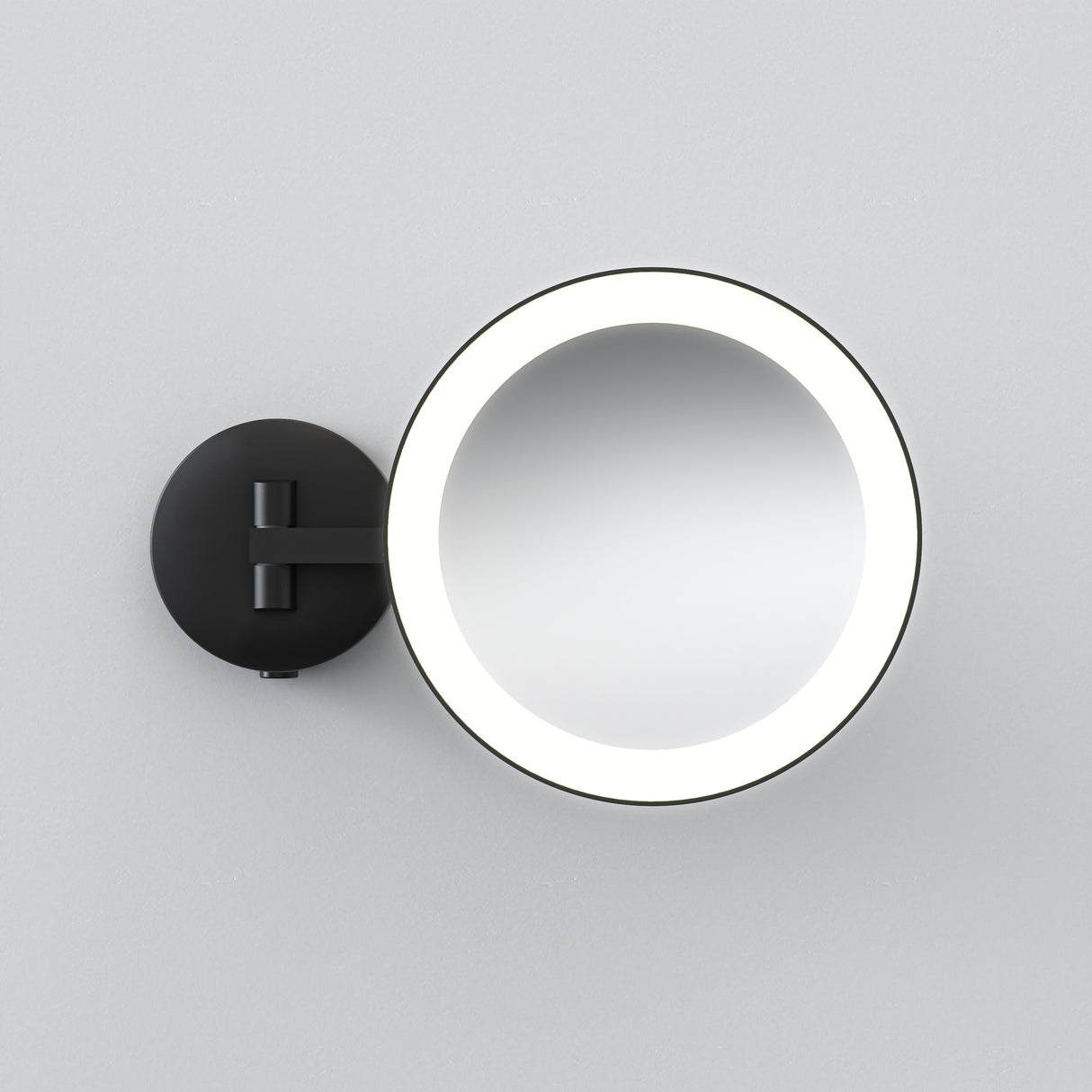 Astro Mascali Round LED Matt Black Bathroom Magnifying Mirror