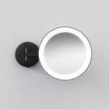 Astro Mascali Round LED Matt Black Bathroom Magnifying Mirror