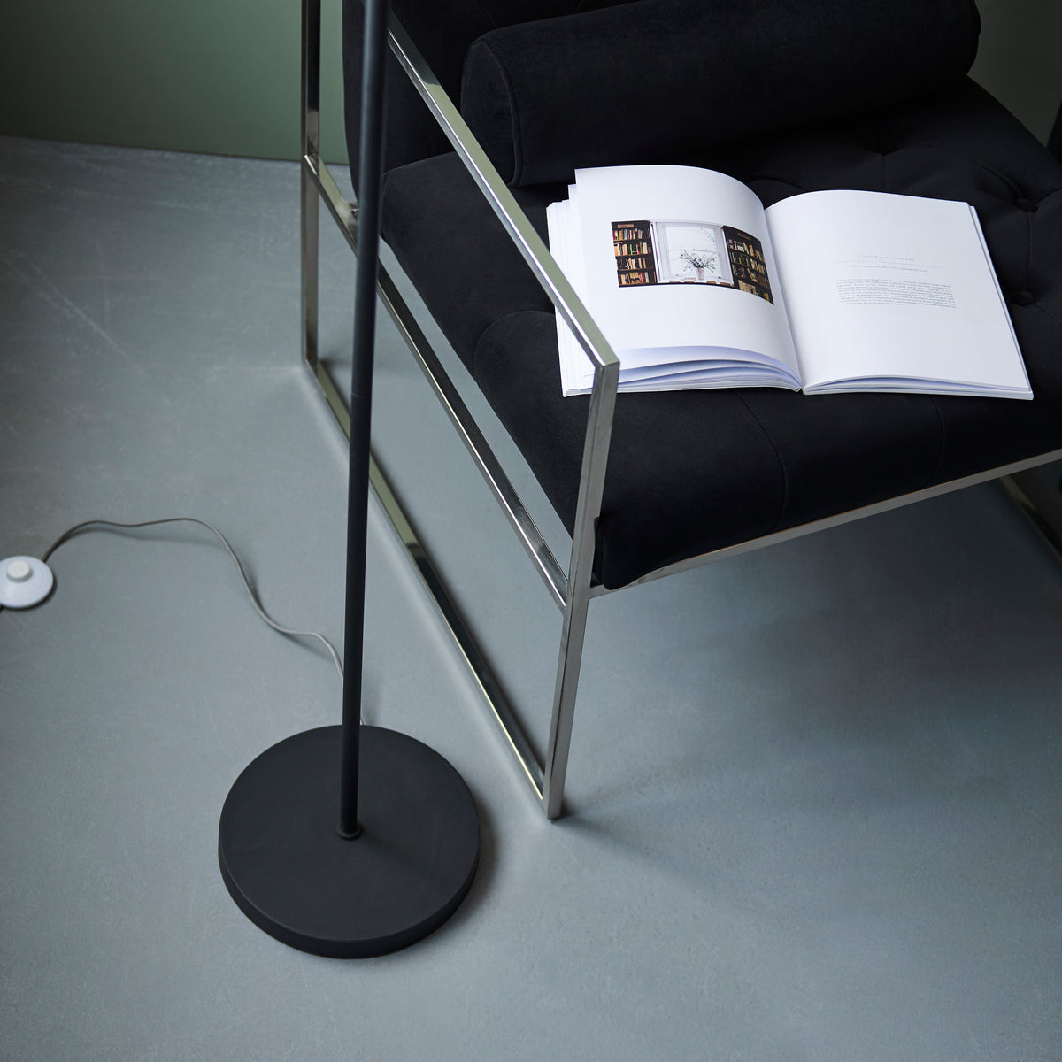 Endon Balance 2lt Floor Textured matt black & gloss opal glass
