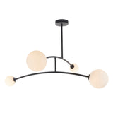 Endon Balance 4 Light Semi Flush Textured matt black & gloss opal glass