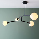 Endon Balance 4 Light Semi Flush Textured matt black & gloss opal glass