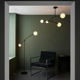 Endon Balance 4 Light Semi Flush Textured matt black & gloss opal glass