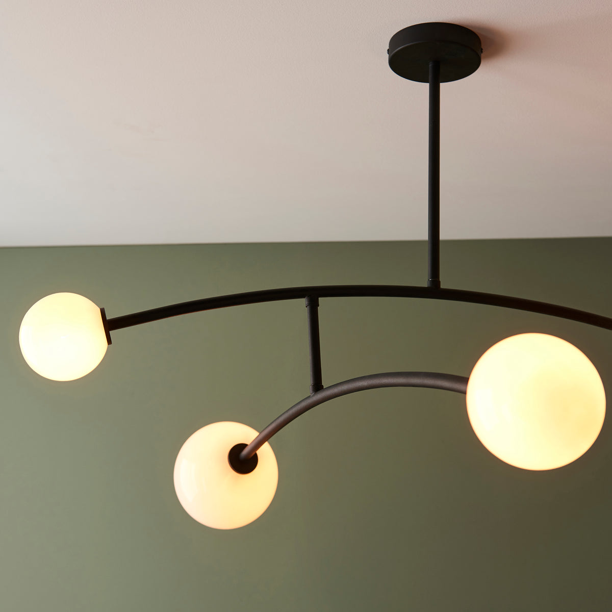 Endon Balance 4 Light Semi Flush Textured matt black & gloss opal glass