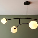 Endon Balance 4 Light Semi Flush Textured matt black & gloss opal glass