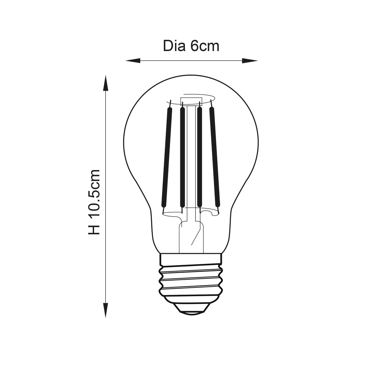 Endon E27 LED Light Bulb Filament GLS Dimmable