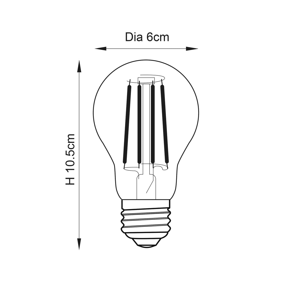 Endon E27 LED Light Bulb Filament GLS Vintage Dimmable