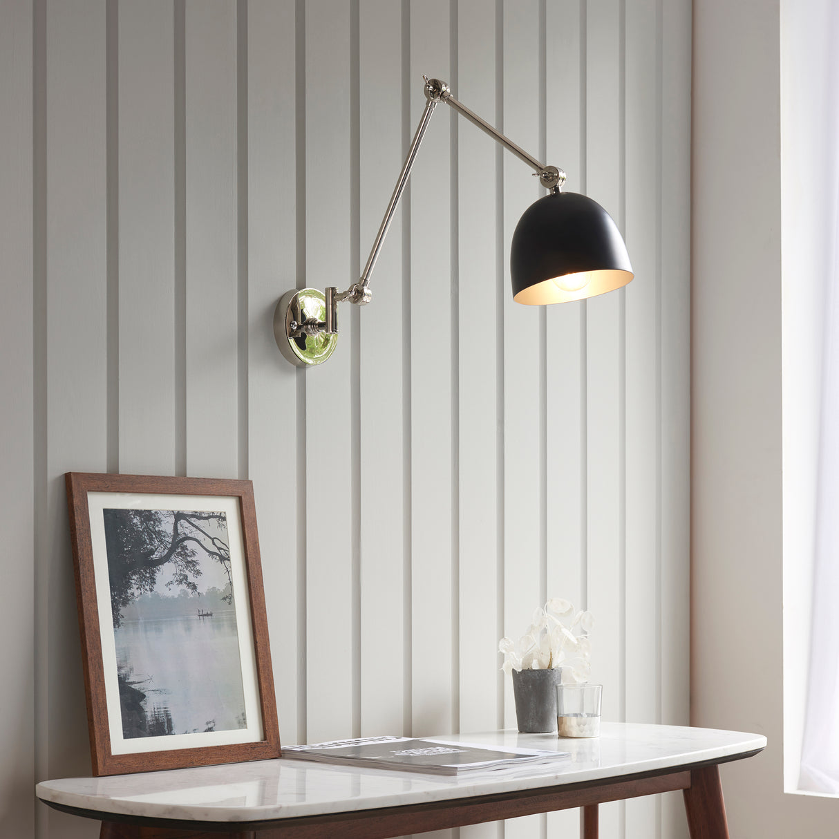 Endon Lehal Wall Light Polished Nickel from Amos Lighting + Home