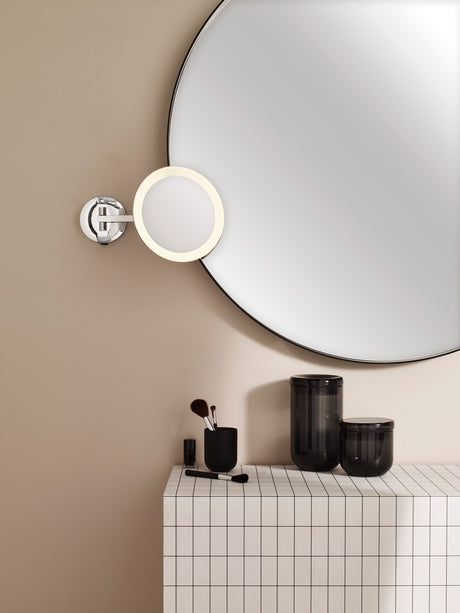 Astro Mascali Round LED Polished Chrome Bathroom Magnifying Mirror