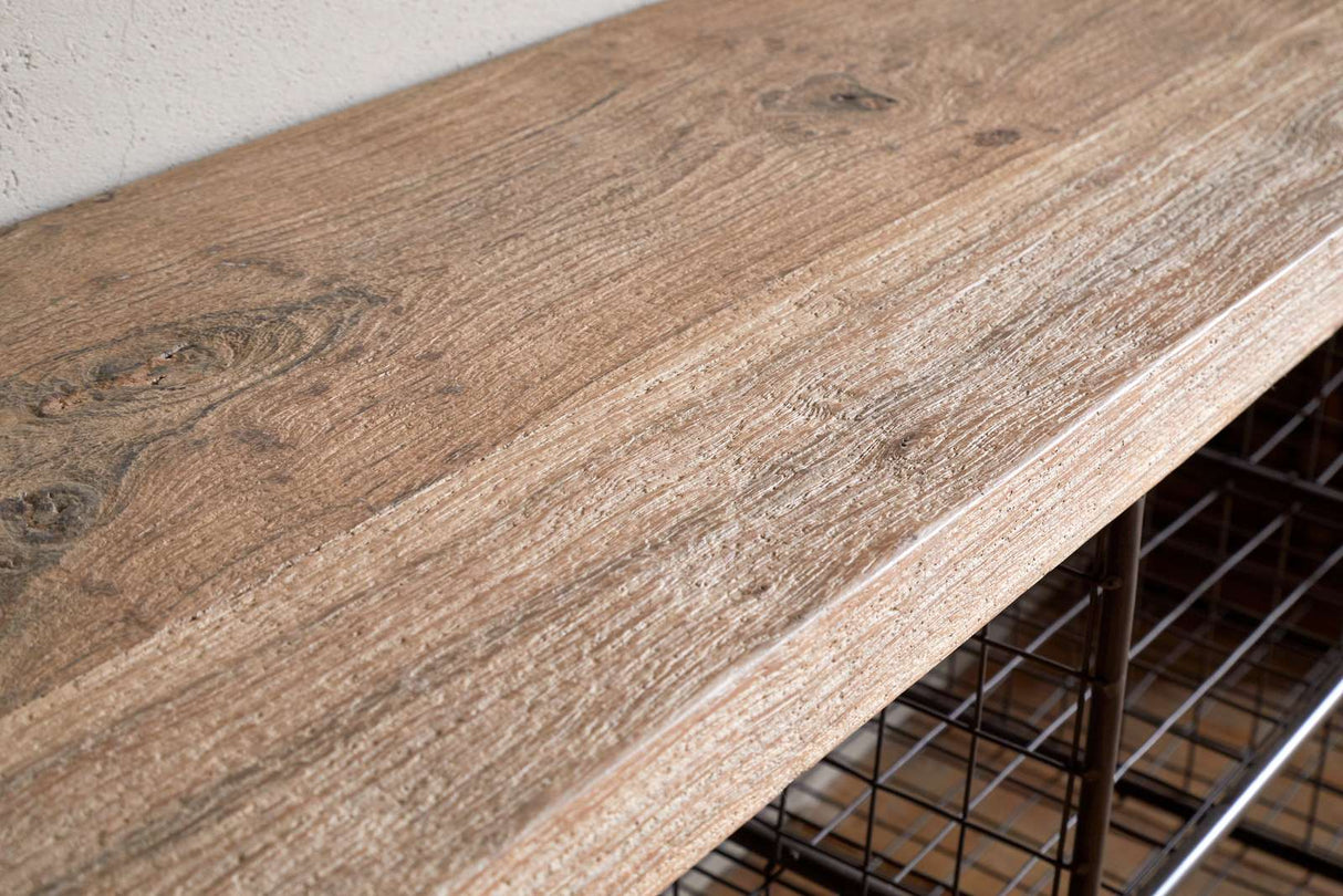 Nkuku Abha Reclaimed Wood & Iron Storage Bench Natural