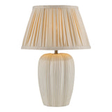 Dar Abigail Table Lamp Cream Ceramic and Antique Brass With Linen Pleated Shade