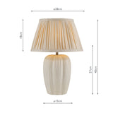 Dar Abigail Table Lamp Cream Ceramic and Antique Brass With Linen Pleated Shade