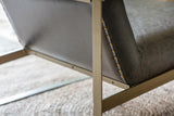 Nkuku Adra Leather & Brass Occasional Chair Moss Green