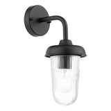 Dar Acotas Outdoor Wall Light Matt Black and Ribbed Glass IP44
