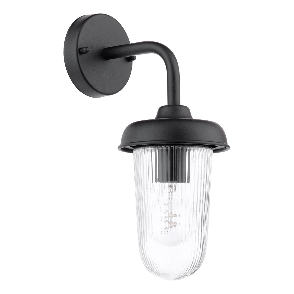 Dar Acotas Outdoor Wall Light Matt Black and Ribbed Glass IP44