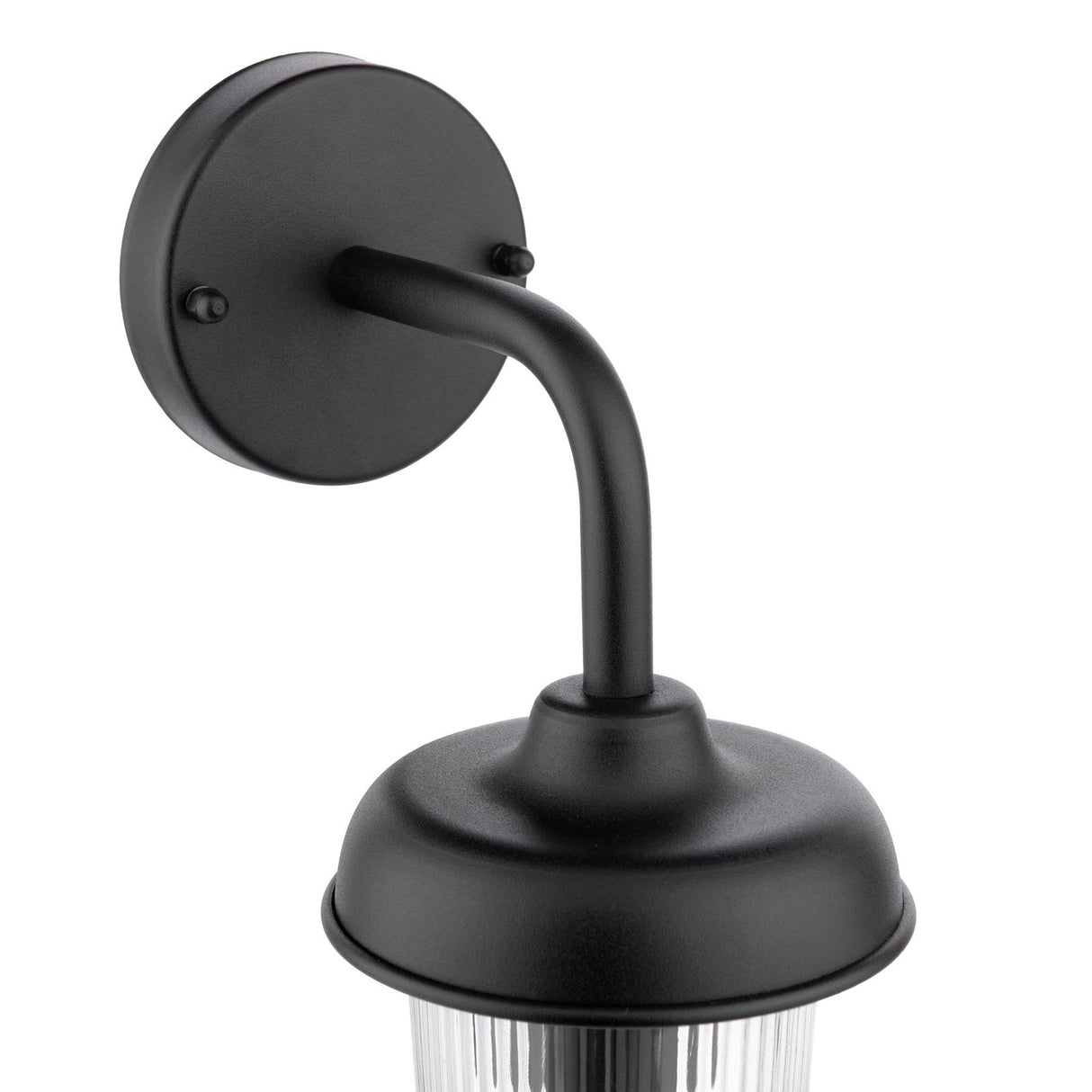Dar Acotas Outdoor Wall Light Matt Black and Ribbed Glass IP44