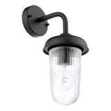 Dar Acotas Outdoor Wall Light Matt Black and Ribbed Glass IP44