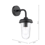 Dar Acotas Outdoor Wall Light Matt Black and Ribbed Glass IP44