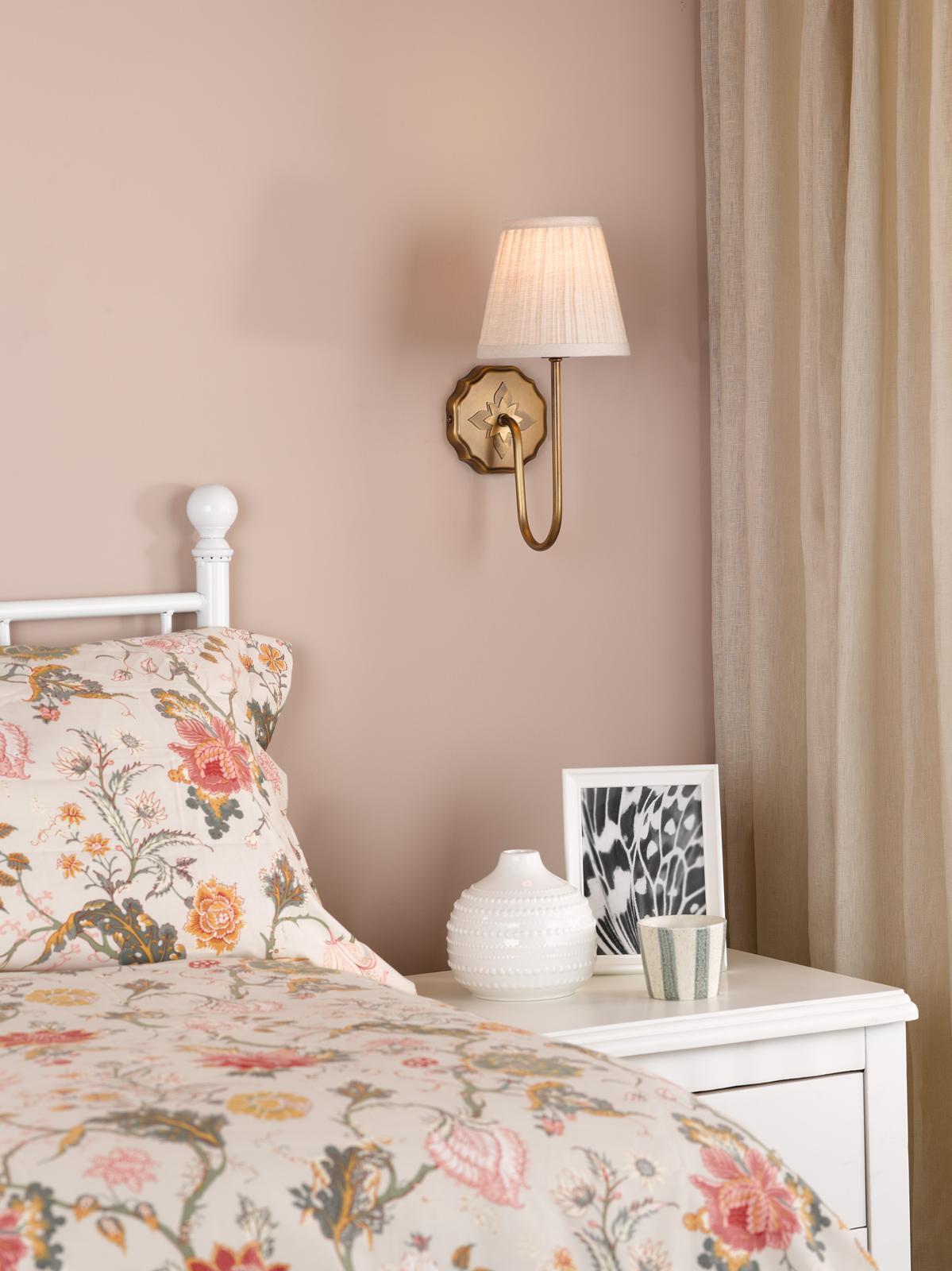 Dar Adyara Wall Light Antique Bronze With Linen Pleated Shade