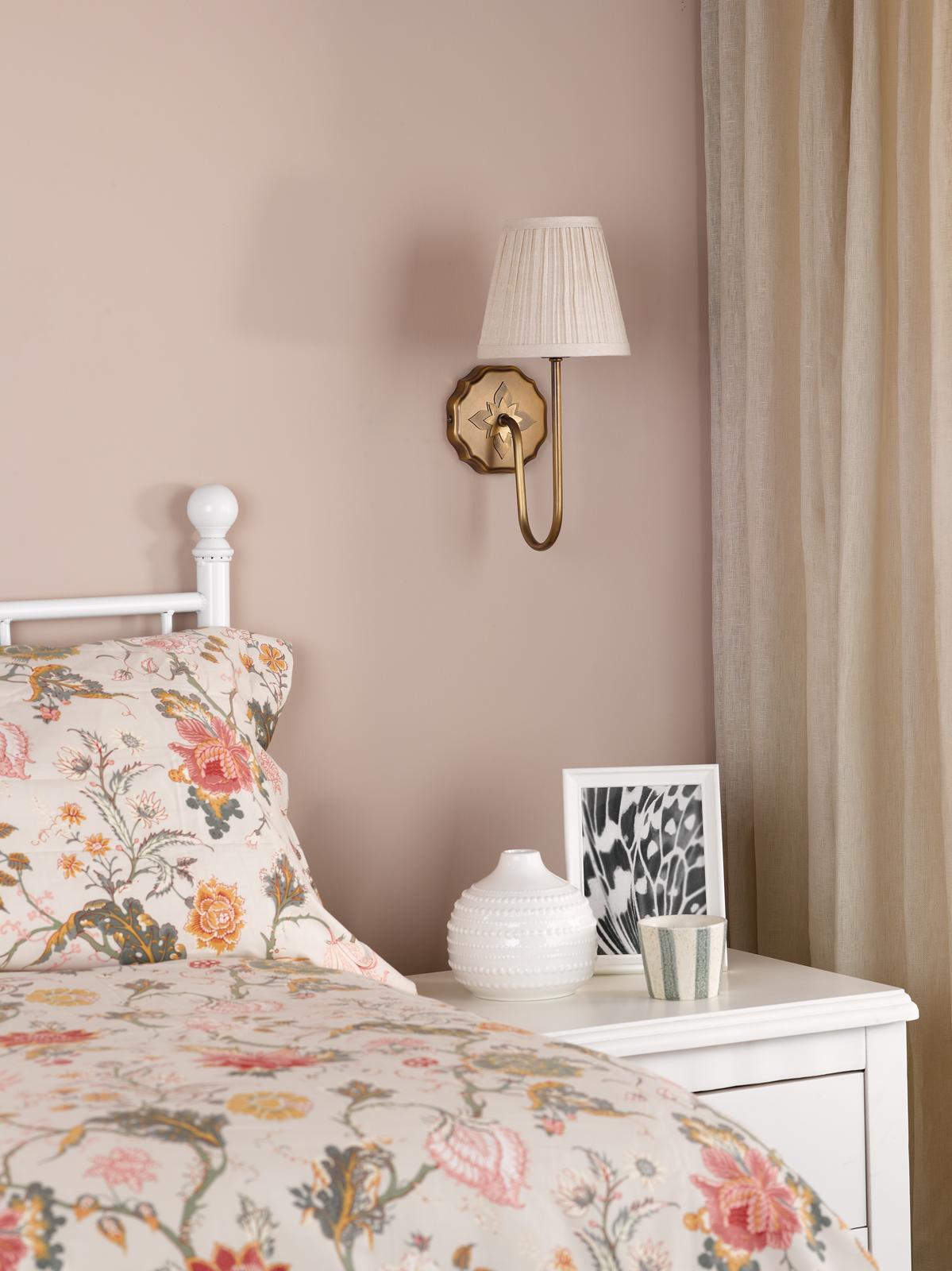 Dar Adyara Wall Light Antique Bronze With Linen Pleated Shade