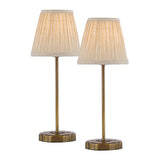 Dar Adyara Twin Pack Table Lamp Antique Bronze With Linen Pleated Shade