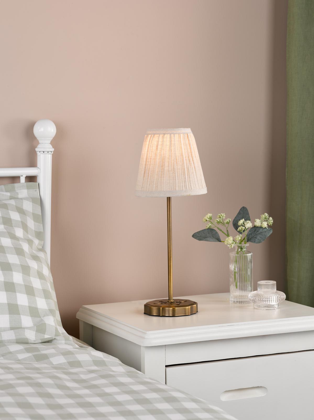 Dar Adyara Twin Pack Table Lamp Antique Bronze With Linen Pleated Shade