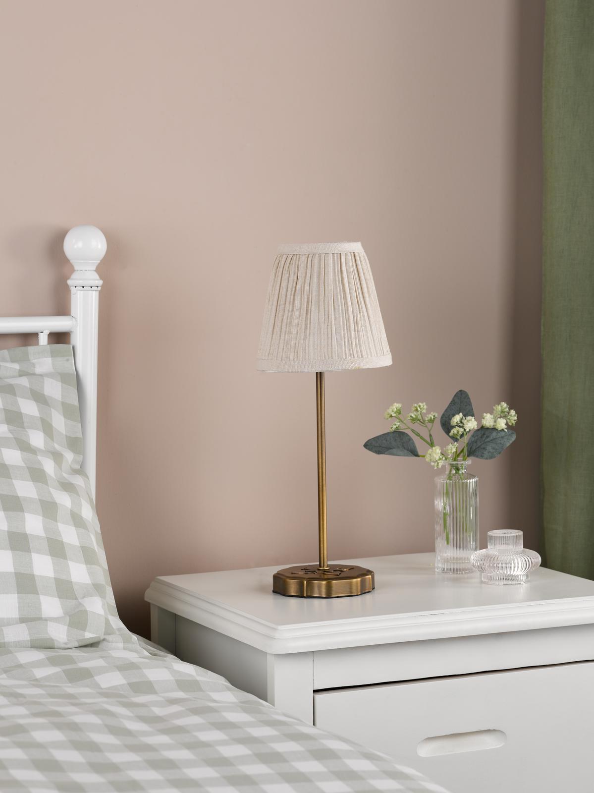 Dar Adyara Twin Pack Table Lamp Antique Bronze With Linen Pleated Shade