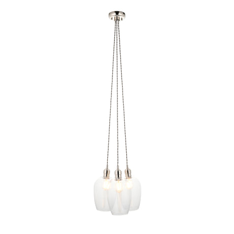 Amos Lucid Bright Nickel & Clear Glass 3 Light Cluster
