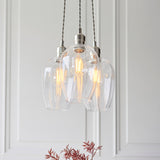 Amos Lucid Bright Nickel & Clear Glass 3 Light Cluster