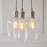 Amos Lucid Bright Nickel & Clear Glass 3 Light Cluster