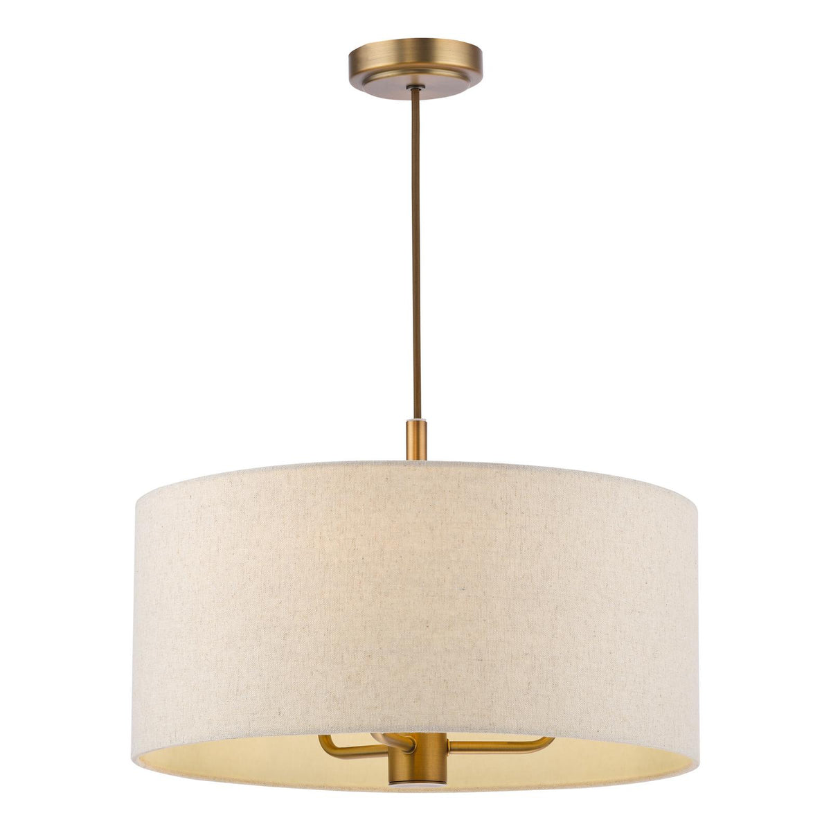 Dar Aelin 3 Light Pendant Matt Bronze With Natural Linen Shade