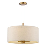 Dar Aelin 3 Light Pendant Matt Bronze With Natural Linen Shade