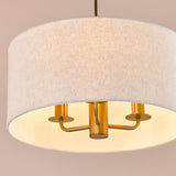Dar Aelin 3 Light Pendant Matt Bronze With Natural Linen Shade