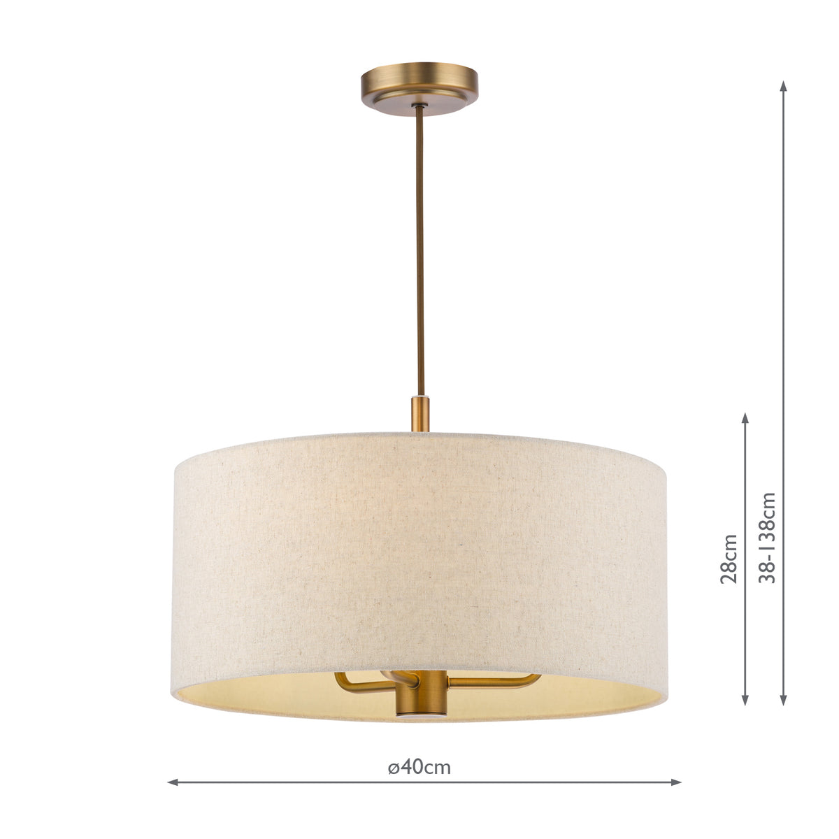 Dar Aelin 3 Light Pendant Matt Bronze With Natural Linen Shade