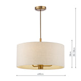 Dar Aelin 3 Light Pendant Matt Bronze With Natural Linen Shade