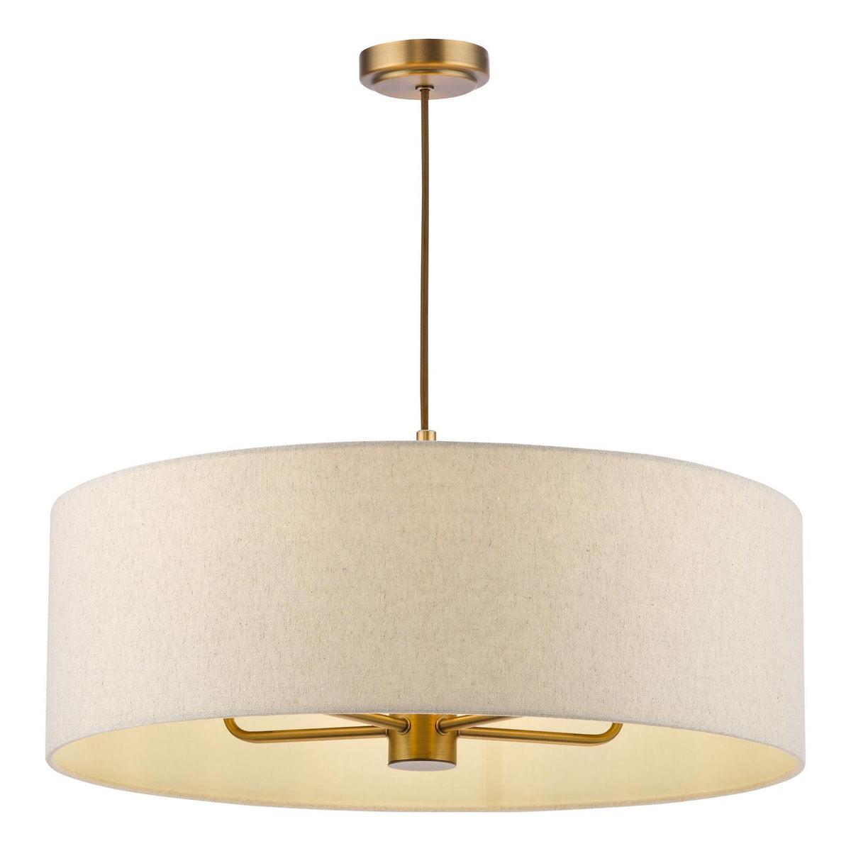 Dar Aelin 5 Light Pendant Matt Bronze With Natural Linen Shade