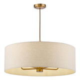 Dar Aelin 5 Light Pendant Matt Bronze With Natural Linen Shade
