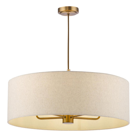Dar Aelin 5 Light Pendant Matt Bronze With Natural Linen Shade