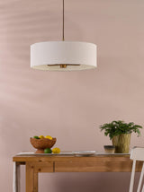 Dar Aelin 5 Light Pendant Matt Bronze With Natural Linen Shade