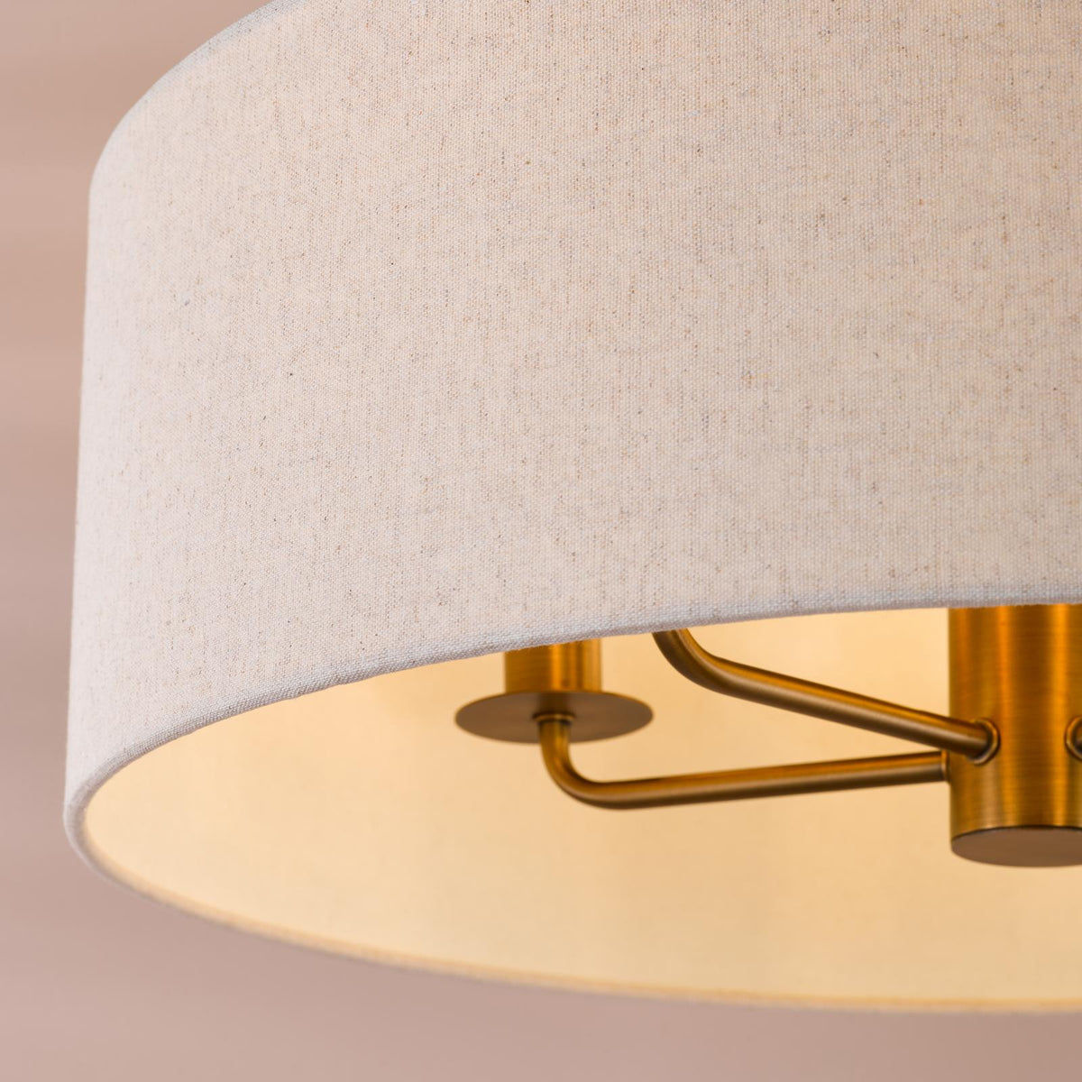 Dar Aelin 5 Light Pendant Matt Bronze With Natural Linen Shade