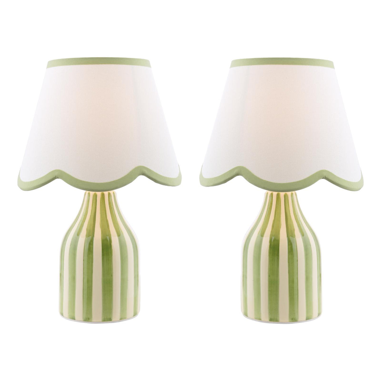 Dar Aimee Twin Pack Table Lamp Green Ceramic With Shade