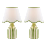 Dar Aimee Twin Pack Table Lamp Green Ceramic With Shade