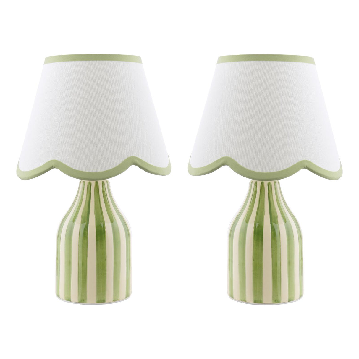 Dar Aimee Twin Pack Table Lamp Green Ceramic With Shade